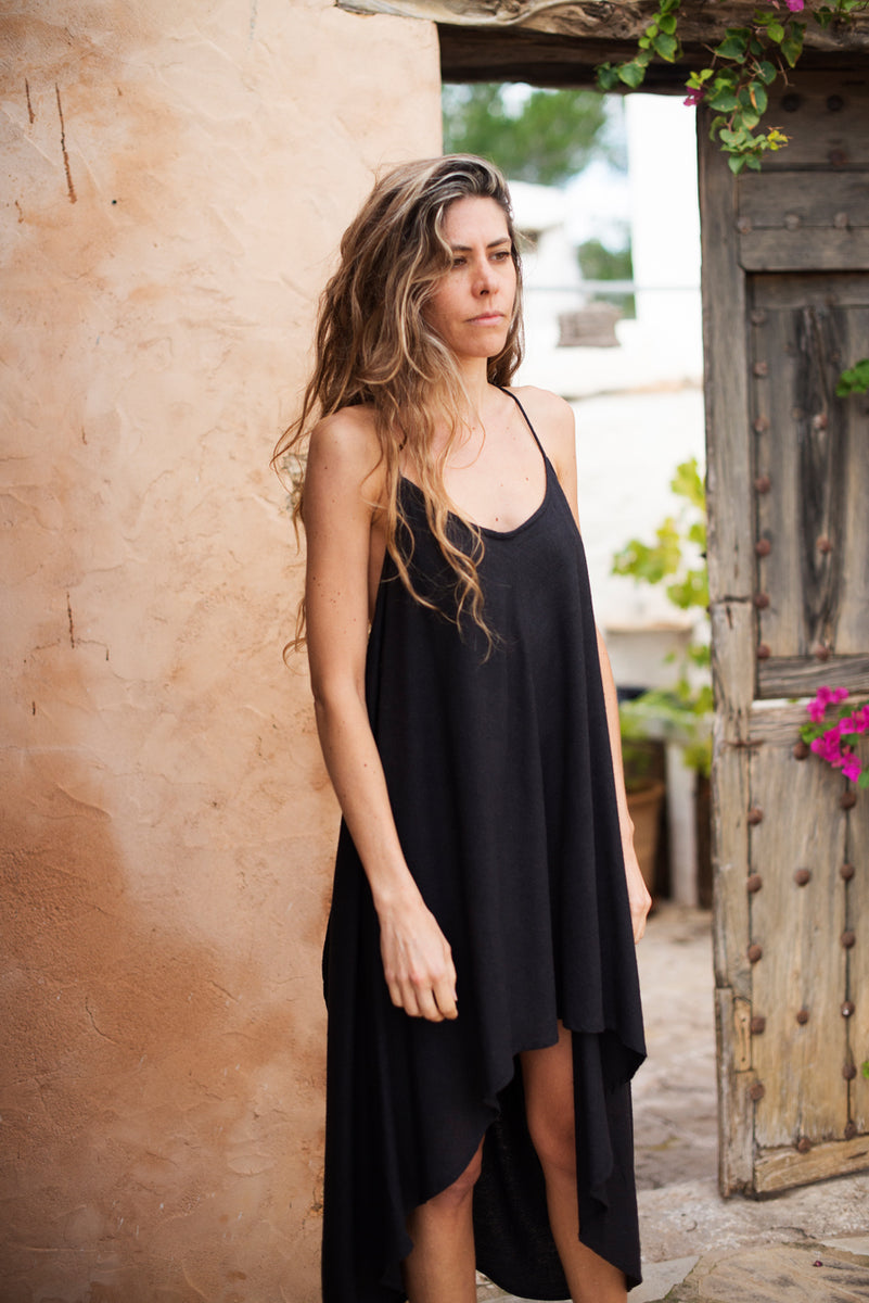 ZEN DRESS RAW SILK BLACK – hanamer