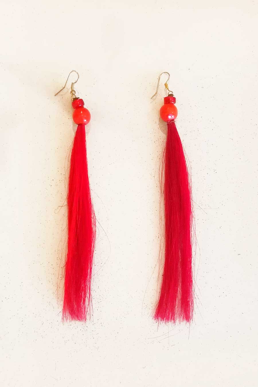 Nagaland Red Horsehair Earrings