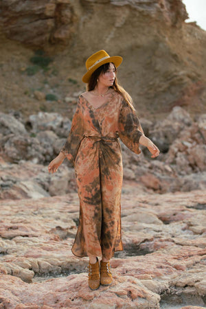 TWISTED DRESS LONG RED EARTH