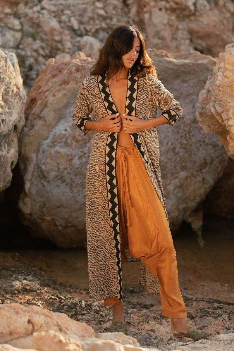 Husk Jacket Terracotta Cotton Block Print