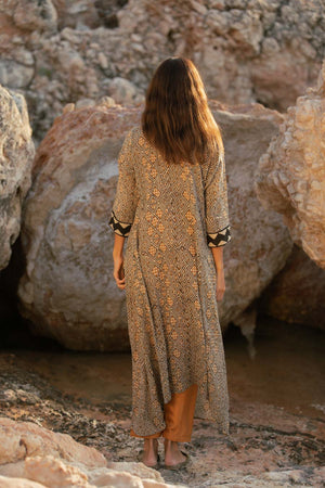 Husk Jacket Terracotta Cotton Block Print