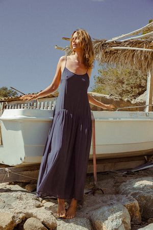 EMERALD DRESS SILK NAVY