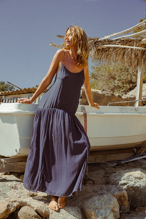 EMERALD DRESS SILK NAVY