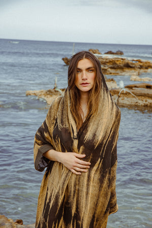 PETRA COWL LONG ROBE CLAY SAFFRON