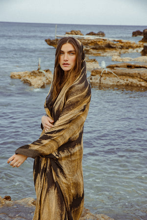 PETRA COWL LONG ROBE CLAY SAFFRON