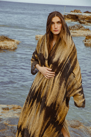 PETRA COWL LONG ROBE CLAY SAFFRON