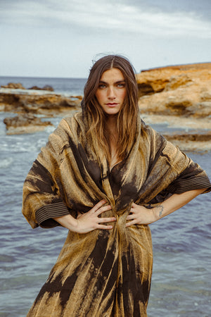 PETRA COWL LONG ROBE CLAY SAFFRON