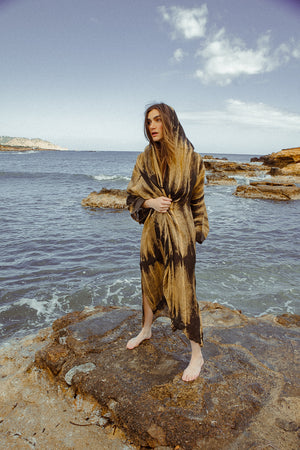 PETRA COWL LONG ROBE CLAY SAFFRON