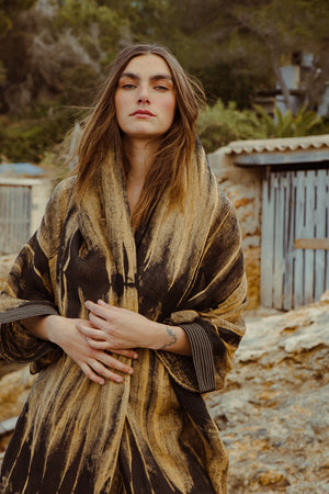 PETRA COWL LONG ROBE CLAY SAFFRON