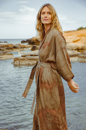 PETRA COWL LONG ROBE GREEN PINK