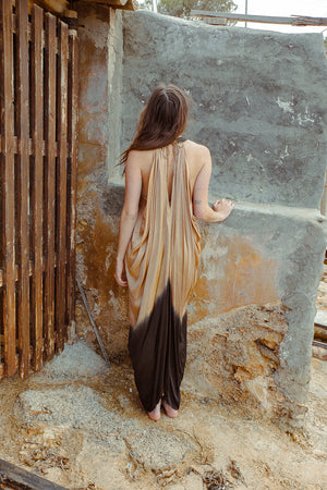 MACAW DRESS GOLD BLACK