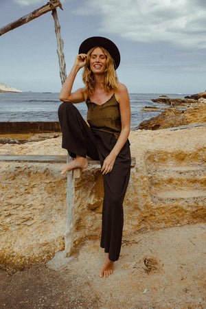 CAMI SILK TOP OLIVE TIE DYE