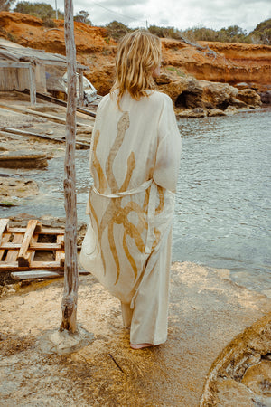 MAX DUSTER SILK KIMONO CREAM