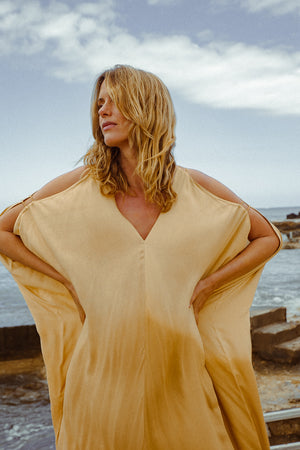 SUMERIAN DRESS LONG CREAM OMBRE