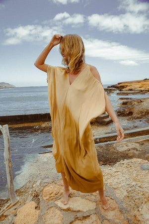 SUMERIAN DRESS LONG CREAM OMBRE