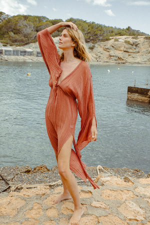 SIA KAFTAN DRESS BAKED CLAY