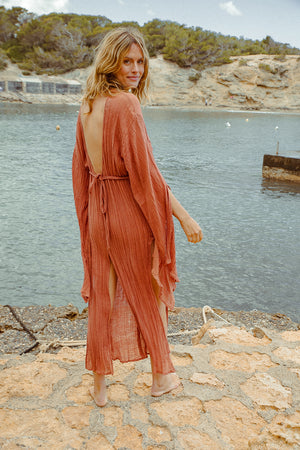 SIA KAFTAN DRESS BAKED CLAY