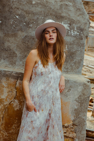 ZEN MAXI DRESS SILK PETAL TIE DYE