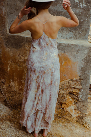 ZEN MAXI DRESS SILK PETAL TIE DYE