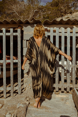 GOBI KAFTAN GREEN FEATHER