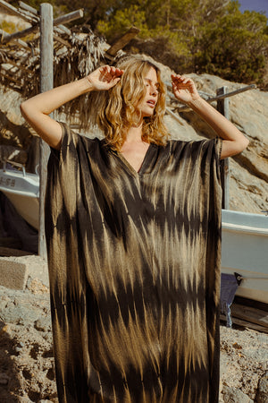 GOBI KAFTAN GREEN FEATHER