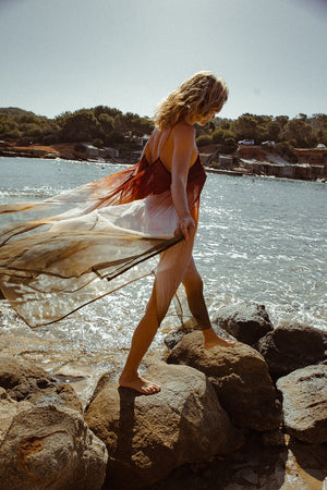 FLOAT AWAY DRESS EARTH GRADIENT PRINT