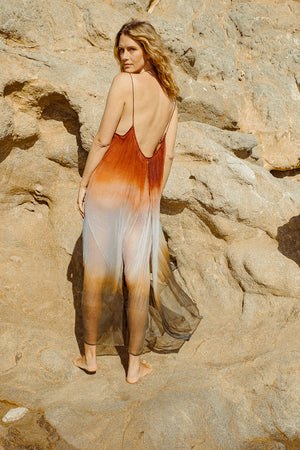 FLOAT AWAY DRESS EARTH GRADIENT PRINT