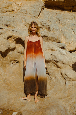 FLOAT AWAY DRESS EARTH GRADIENT PRINT