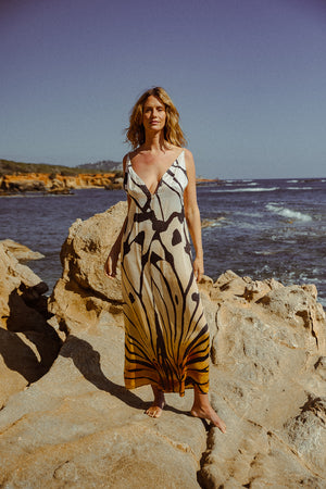 BETTINA DRESS BUTTERFLY WING PRINT