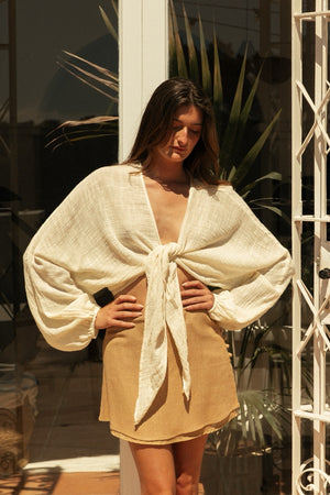 TIA TIE TOP BONE WHITE