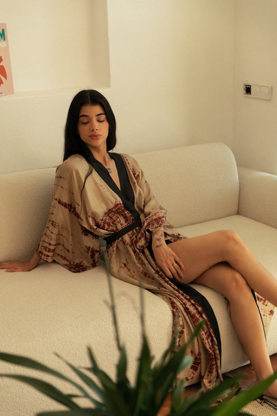 TAO KIMONO SILK FAWN TIE-DYE