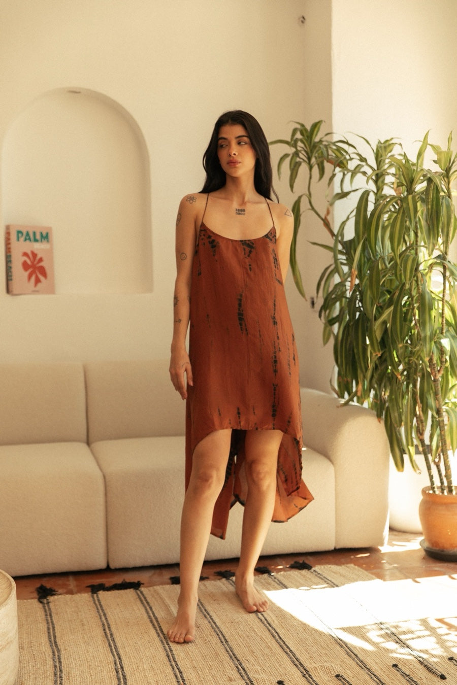 ZEN DRESS SILK TIGERS EYE TIE DYE