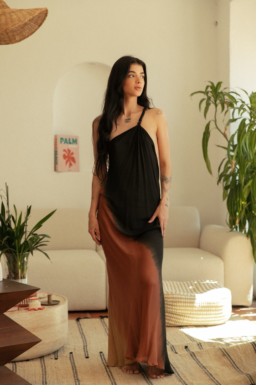 NOVA DRESS RED BLACK OMBRE