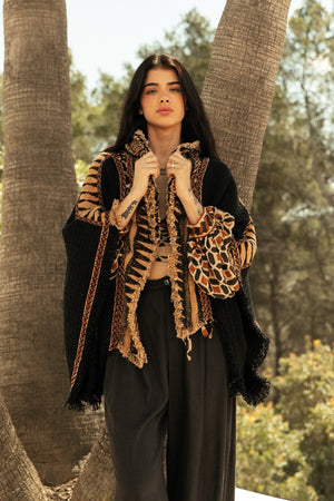 ARROW PONCHO ZEBRA BLACK