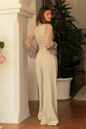 RORY RAW SILK TROUSER NATURAL