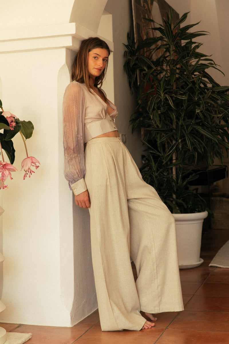 RORY RAW SILK TROUSER NATURAL