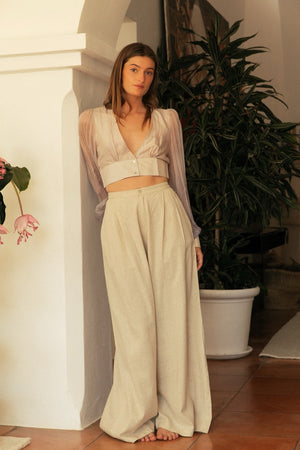RORY RAW SILK TROUSER NATURAL