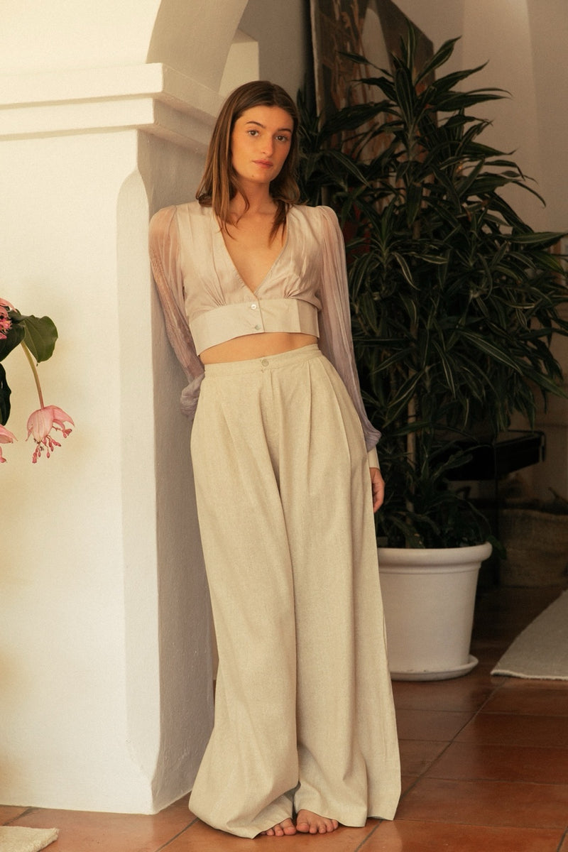 RORY RAW SILK TROUSER NATURAL