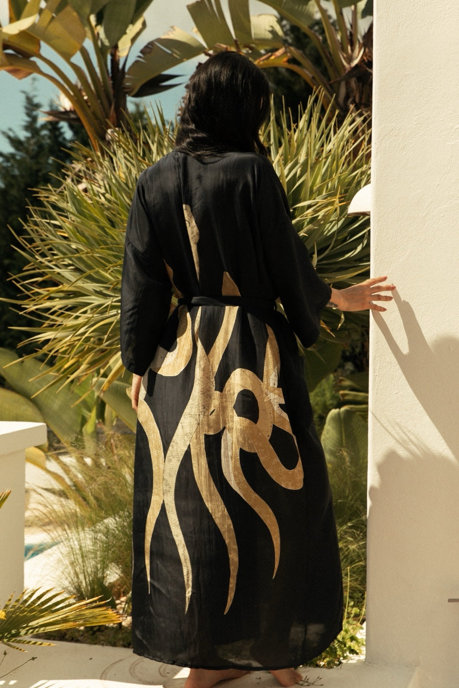 MAX DUSTER SILK KIMONO BLACK