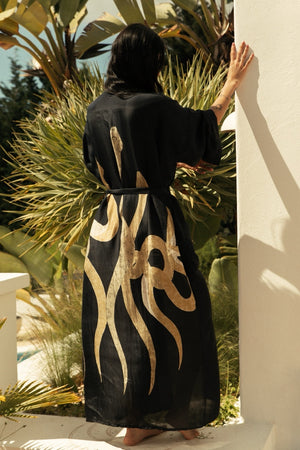 MAX DUSTER SILK KIMONO BLACK