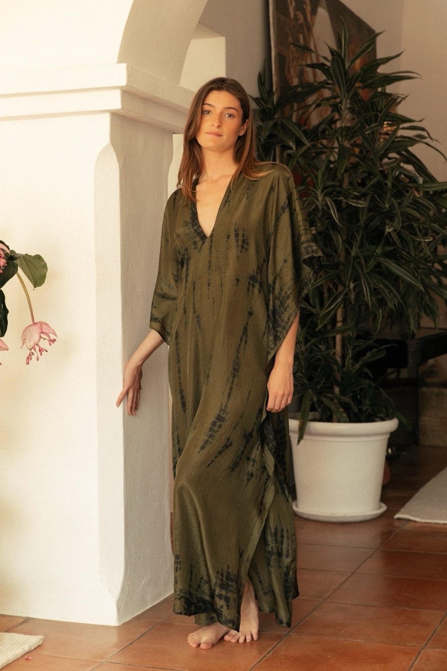SOL KAFTAN OLIVE TIE DYE