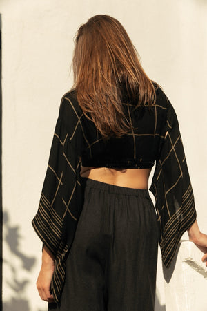 KIMONO TOP GOLD GEOMETRIC