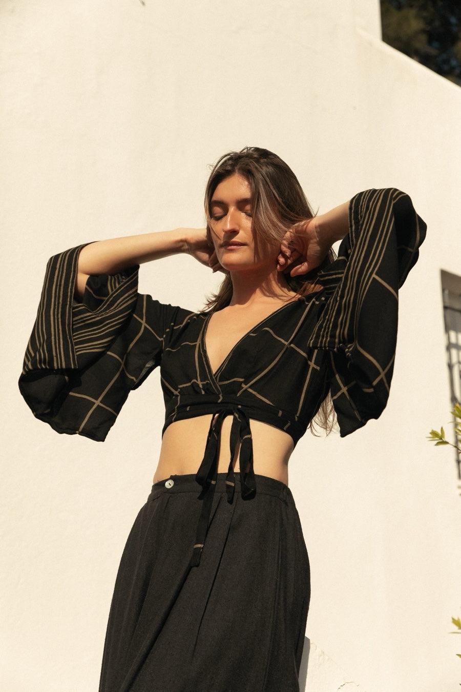 KIMONO TOP GOLD GEOMETRIC