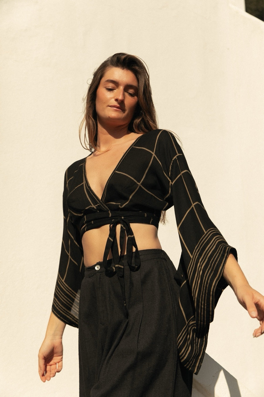 KIMONO TOP GOLD GEOMETRIC