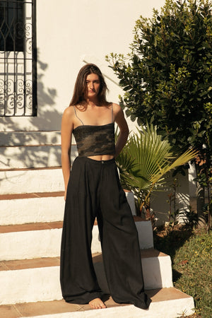 RORY RAW SILK TROUSER BLACK