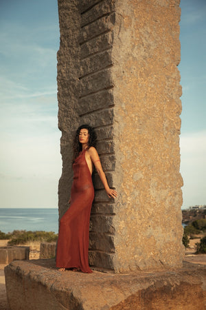 MARA HALTER DRESS BAKED CLAY