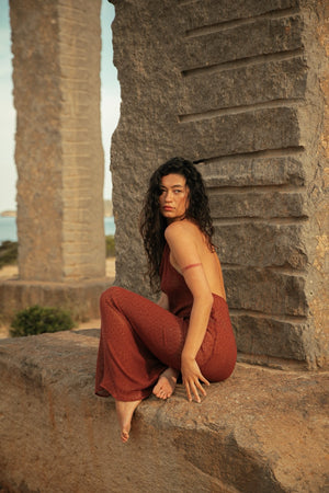 MARA HALTER DRESS BAKED CLAY