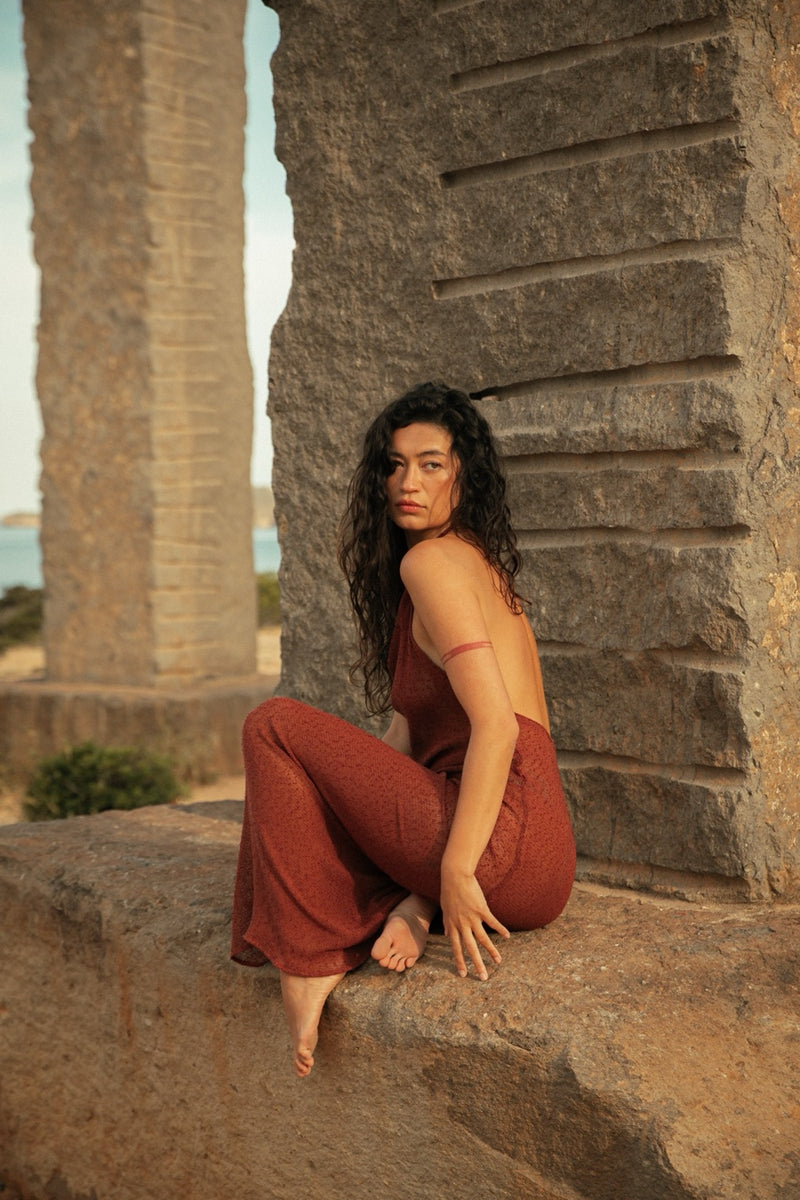 MARA HALTER DRESS BAKED CLAY