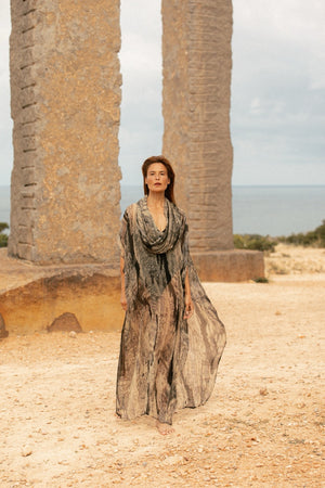 ANU DRESS CHIFFON GREY TIE DYE