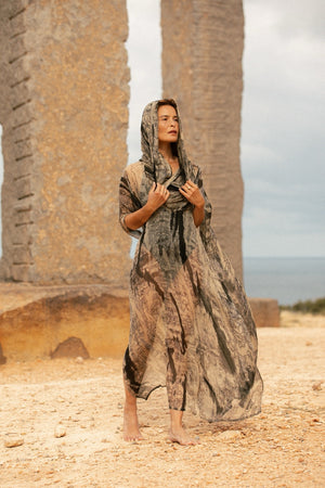 ANU DRESS CHIFFON GREY TIE DYE